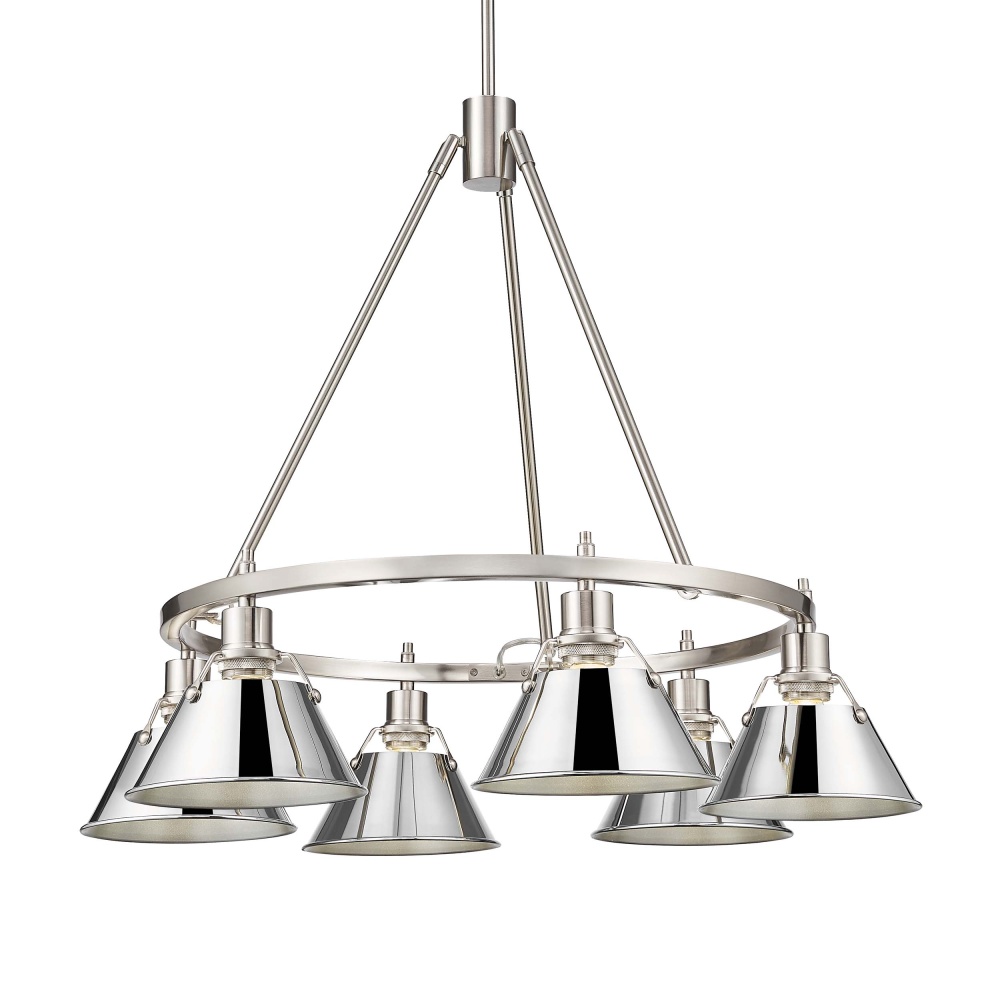 Yep by Golden Lighting Orwell 6-light Chandelier in Pewter and Chrome shade